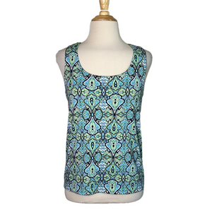 ATHLETA Women 36C‎ Pastel Print Razorback Tankini Top Beach Coastal Feminine